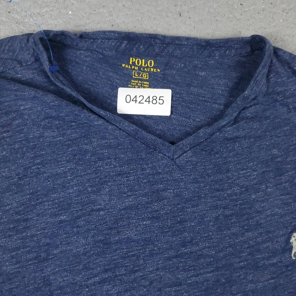 Polo Ralph Lauren Mens V-Neck T Shirt Large Blue Heather Pony Logo Short Sleeve